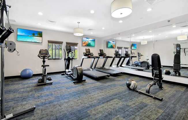 our state of the art gym includes cardio machines and weights