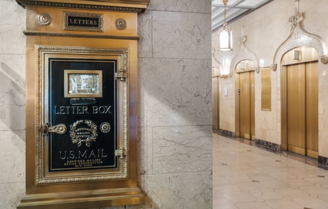 a vintage letter box in the lobby of the Equitable Building