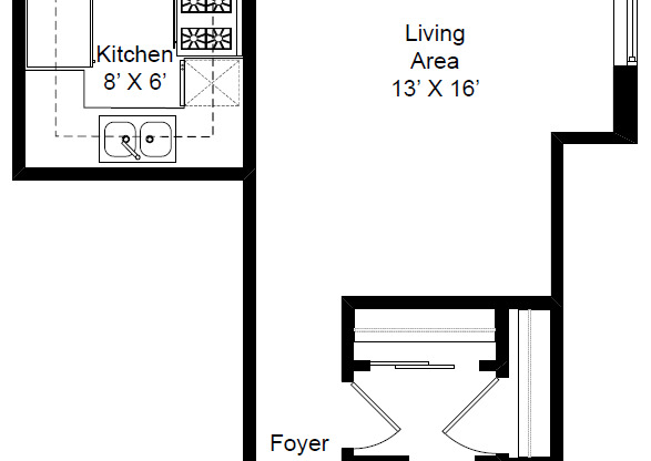 Studio, 1 bath, 450 sqft, $1,625, Unit 417-406
