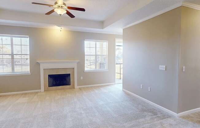 open living room with a fireplace