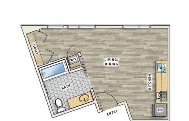 Studio, 1 bath, 291 sqft, $2,495, Unit 401