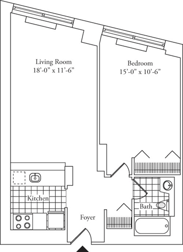 1 bed, 1 bath, 667 sqft, $4,840, Unit 16B
