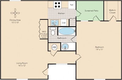 1 bed, 1 bath, 820 sqft, $1,365