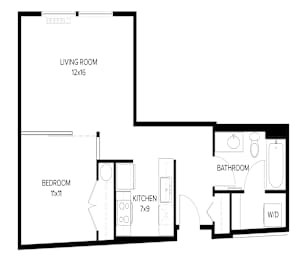 1 bed, 1 bath, 641 sqft, $1,506
