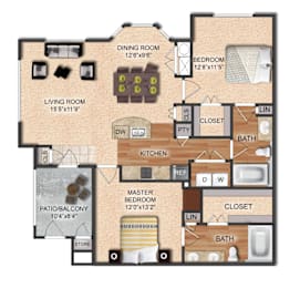 2 beds, 2 baths, 1,168 sqft, $1,694