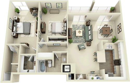 2 beds, 2 baths, 1,291 sqft, $4,859, Unit 256