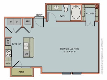 Studio, 1 bath, 677 sqft, $2,103