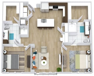 2 beds, 2 baths, 1,233 sqft, $1,899