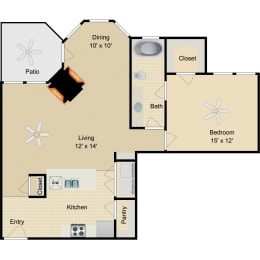 1 bed, 1 bath, 870 sqft, $1,472