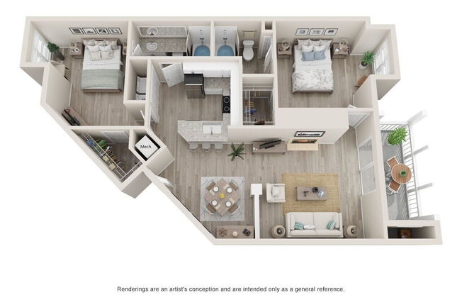 2 beds, 2 baths, 1,107 sqft, $1,680