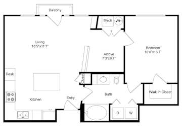 1 bed, 1 bath, 750 sqft, $1,654