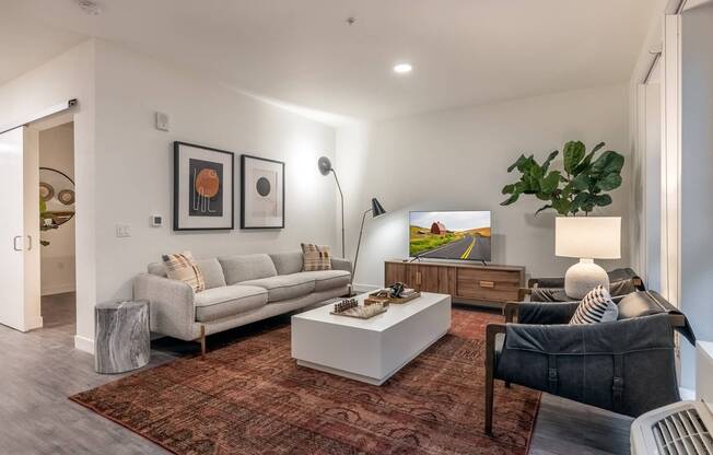 1 Bedroom Model Living Area - Coen & Columbia