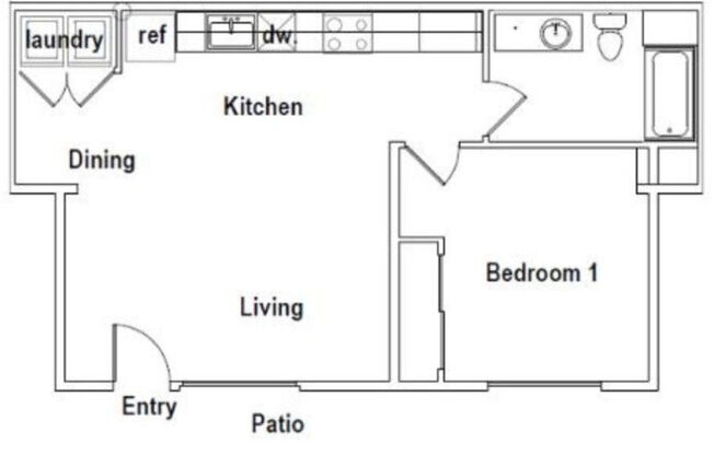 1 bed, 1 bath, 686 sqft, $2,365