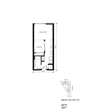1 bed, 1 bath, 590 sqft, $2,245