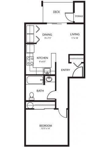1 bed, 1 bath, 562 sqft, $1,275