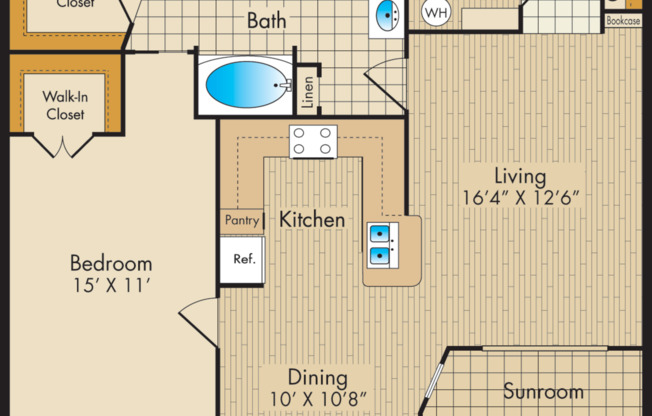 1 bed, 1 bath, 876 sqft, $1,695