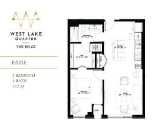1 bed, 1 bath, 752 sqft, $1,842