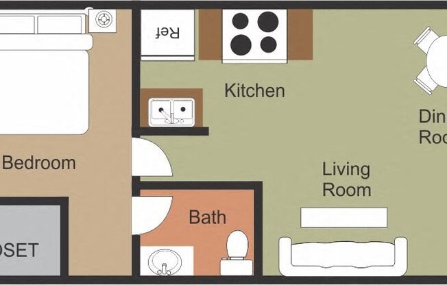 1 bed, 1 bath, 491 sqft, $1,025