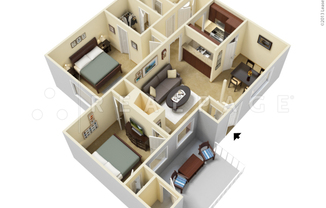 2 beds, 1 bath, 846 sqft, $1,270