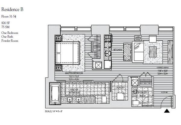 1 bed, 1.5 baths, 826 sqft, $5,700, Unit 47-B