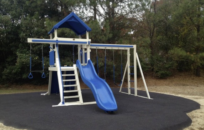 a swing set with a blue slide in a park  at Henley, North Carolina, 28311