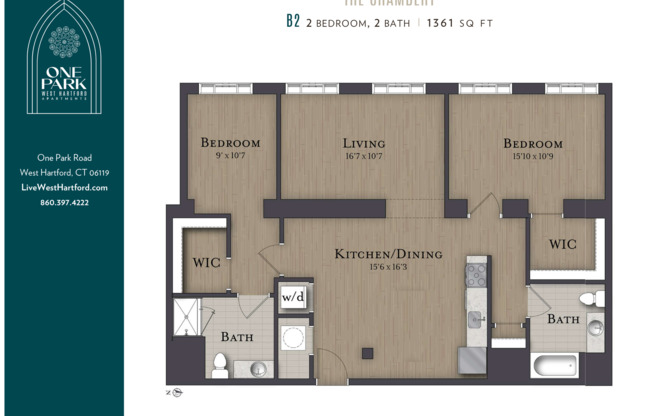 2 beds, 2 baths, 1,361 sqft, $3,286, Unit 120