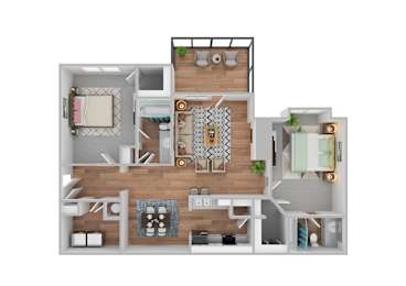 2 beds, 2 baths, 1,369 sqft, $1,099