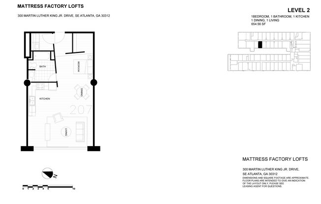 Studio, 1 bath, 653 sqft, $1,649, Unit 207