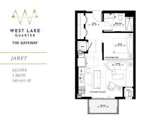 Studio, 1 bath, 581 sqft, $1,515