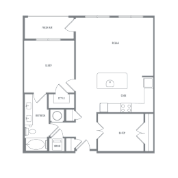 1 bed, 1 bath, 967 sqft, $1,953