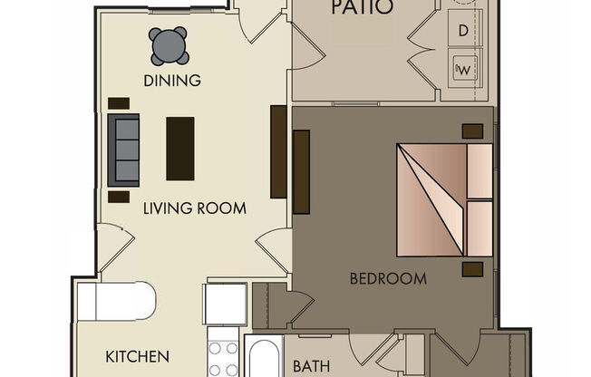 1 bed, 1 bath, 629 sqft, $1,054