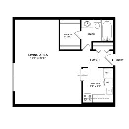 Studio, 1 bath, 490 sqft, $1,225