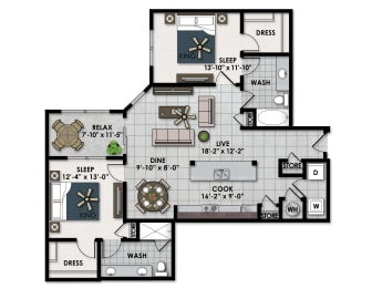 2 beds, 2 baths, 1,292 sqft, $2,711