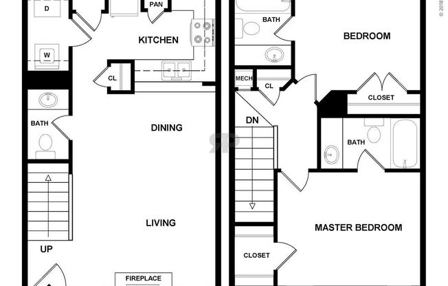 2 beds, 2.5 baths, 1,014 sqft, $1,508