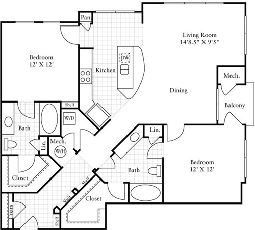 2 beds, 2 baths, 1,215 sqft, $2,281, Unit 2059