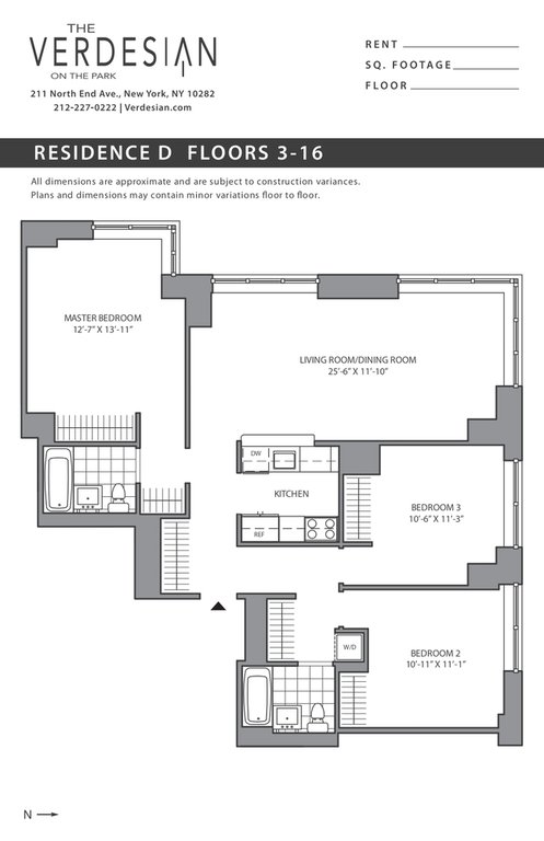 3 beds, 2 baths, $12,450, Unit 14D