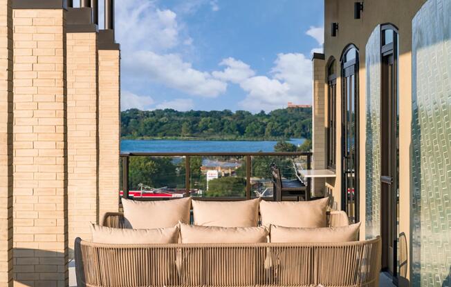Unwind with stunning views of White Rock Lake from Modera Trailhead’s inviting terrace, where nature and city living meet.