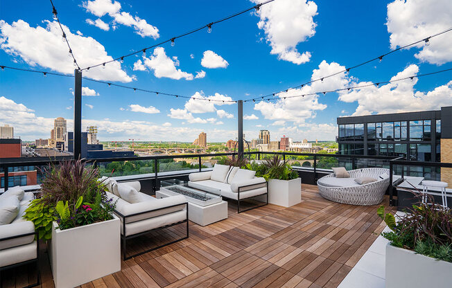 forte on the park apartments rooftop fire pit and lounge