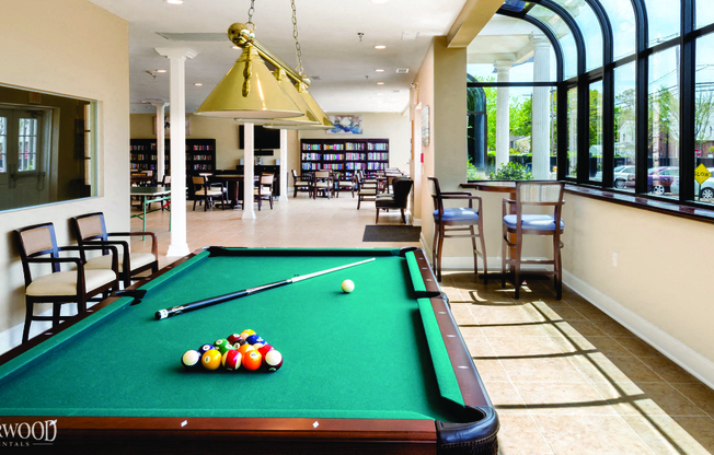 Billiards Table in Sunroom at Southwood Luxury Apartments, North Amityville, NY, 11701