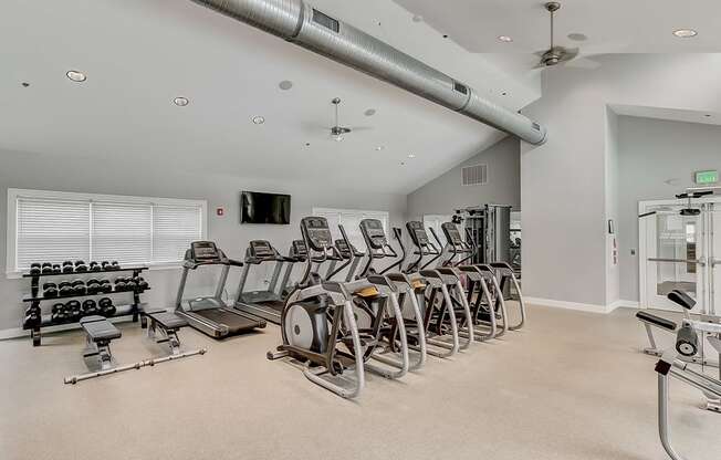 Fitness Center With Modern Equipment at Kenilworth at Perring Park Apartments, Parkville, MD, 21234