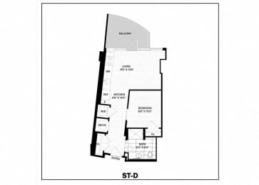 Studio, 1 bath, 486 sqft, $2,135