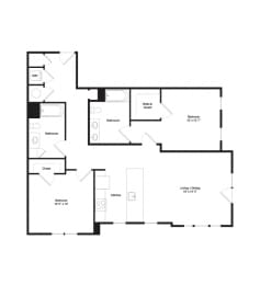 2 beds, 2 baths, 1,220 sqft, $3,465