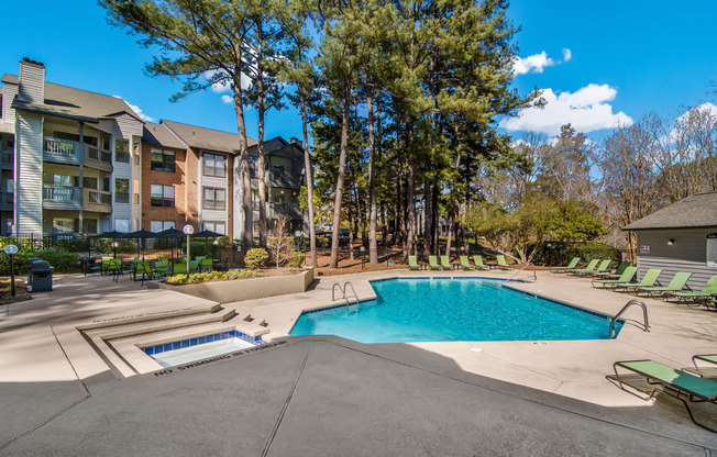 Pool and Sundeck at Poplar Place Apartments in Carrboro, NC