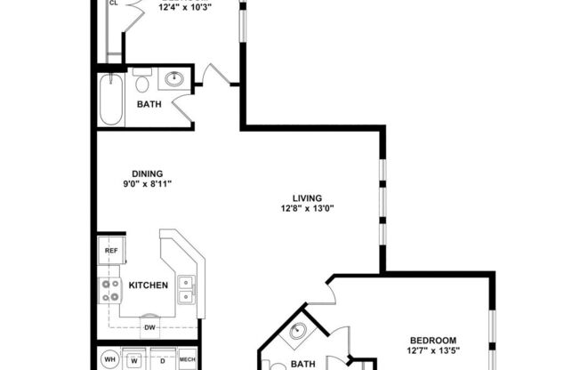 2 beds, 2 baths, 1,046 sqft, $1,525