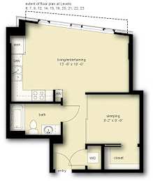 1 bed, 1 bath, 589 sqft, $2,990