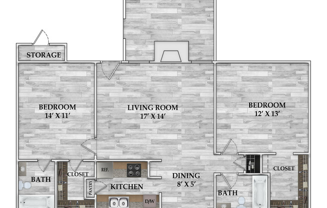 2 beds, 2 baths, 946 sqft, $941, Unit 706