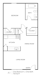 1 bed, 1 bath, 702 sqft, $1,100