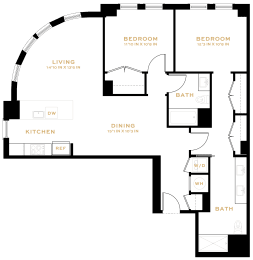 2 beds, 2 baths, 1,203 sqft, $4,321