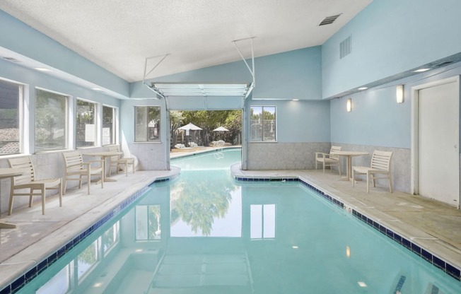 The Indoor/Outdoor Swimming Pool at Horizon East Apartments