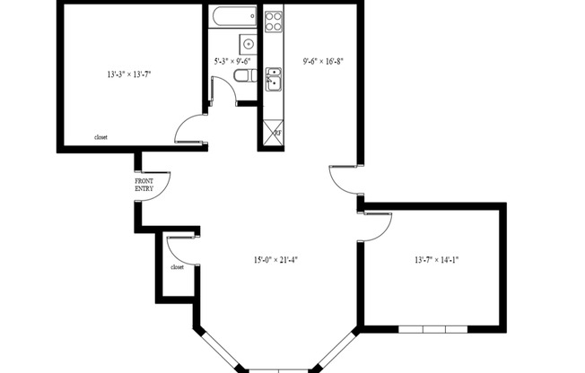 2 beds, 1 bath, 755 sqft, $2,445, Unit 2121-25-3C